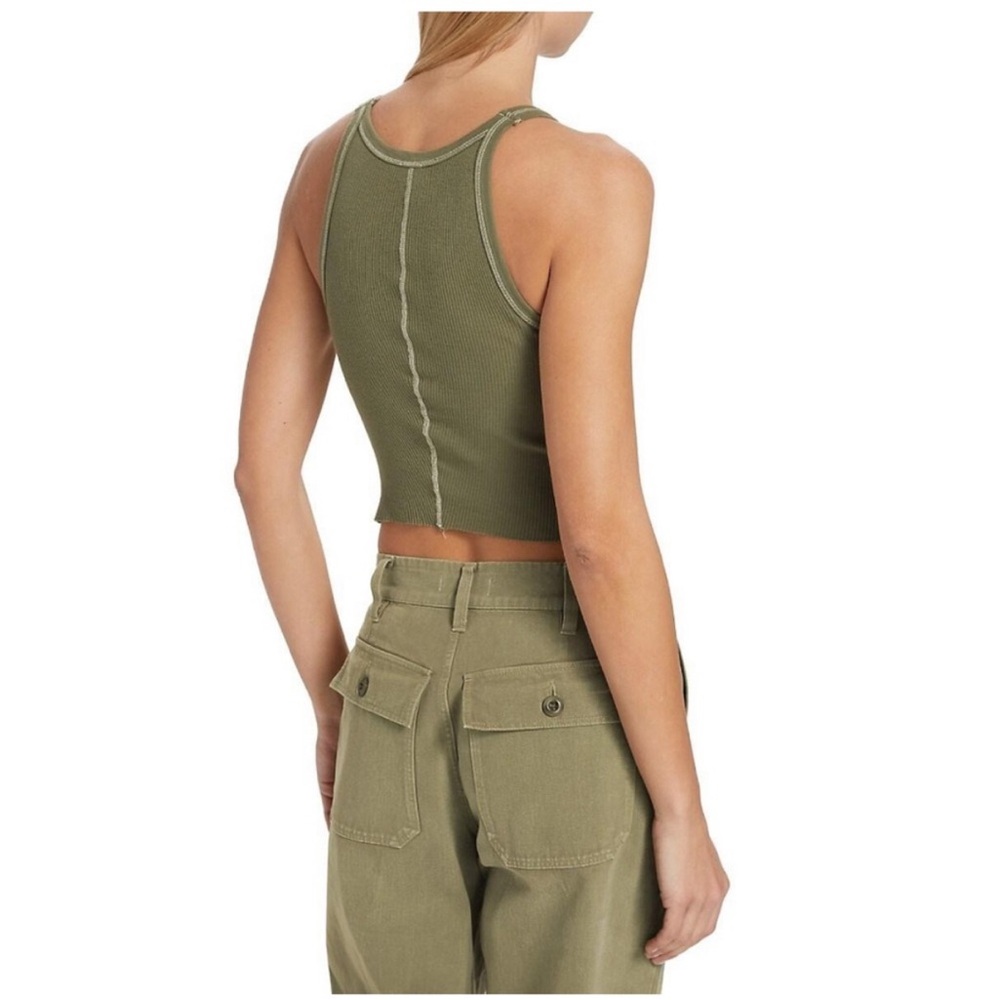 Re/Done Green Ribbed Tank - Picture 2 of 5